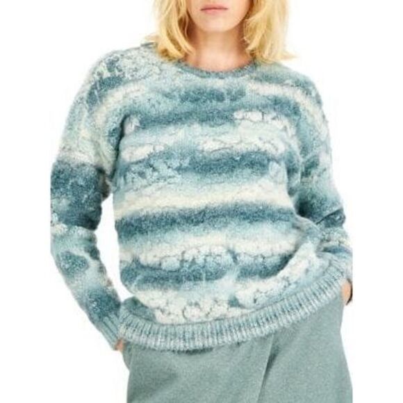 NWT! Alfani Teal Romance Antique White Textured Acrylic Wool Blend Sweater XL - Picture 8 of 8